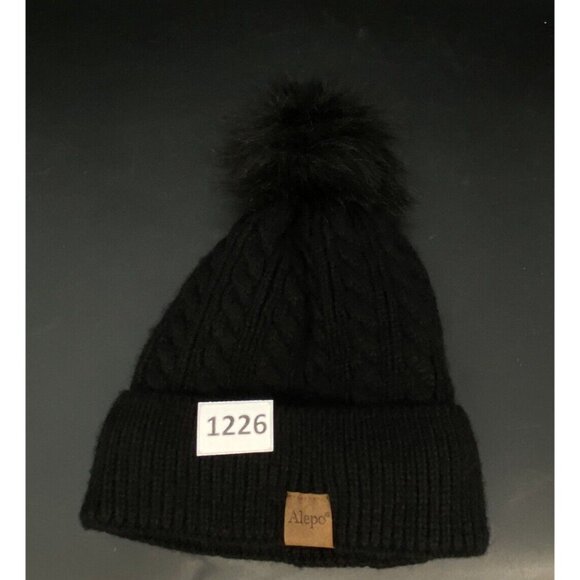 Alepo Winter Pom Pom Beanie Hat Warm Fleece Lined Chunky Style Large main image 4